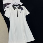 Satin twill inlaid triangle decoration V-neck sleeveless vest umbrella skirt