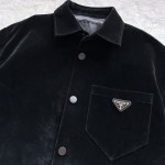 Prada all black flocked jacket