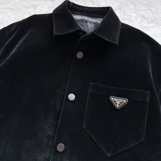 Prada all black flocked jacket