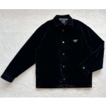 Prada all black flocked jacket