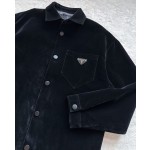 Prada all black flocked jacket
