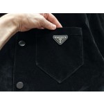Prada all black flocked jacket