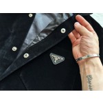 Prada all black flocked jacket