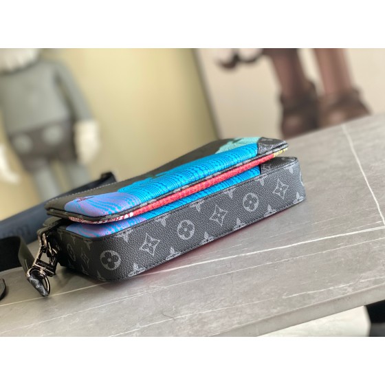 LOUIS VUITTON Trio Mailman Bag Black Flower Black Skin Pumpkin Screen Printing Grass Room Maisheng Style