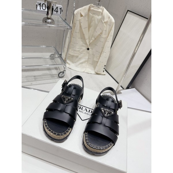 Prada Roman woven thick sole rubber sandals