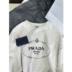PRADA Letter Embroidered Contrast Rib Cuff Sweater