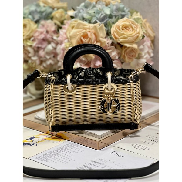 Dior ʏ  Horizontal Small Basket] Wicker Vegetable Basket Bag Book Tote