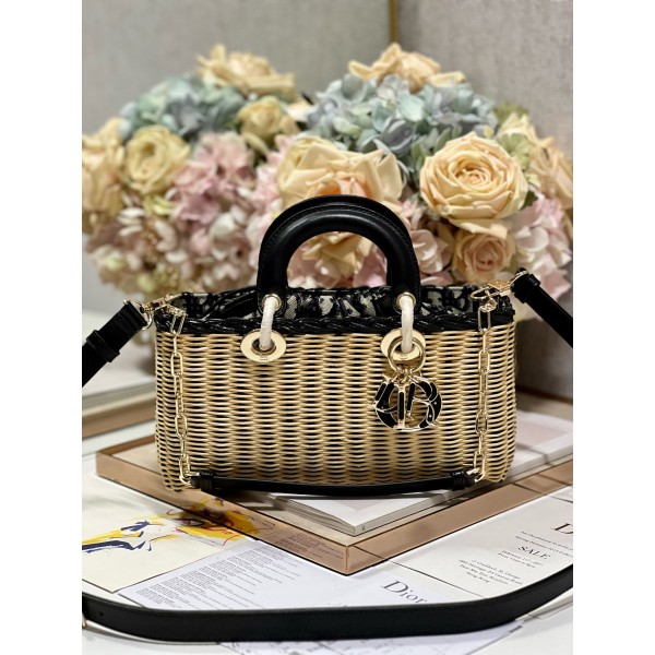 Dior ʏ  Horizontal Large Basket] Wicker Vegetable Basket Bag Book Tote