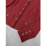 CHANEL Early Autumn Collection Vintage Red Fragrant Rough Tweed Coat