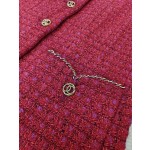 CHANEL Early Autumn Collection Vintage Red Fragrant Rough Tweed Coat