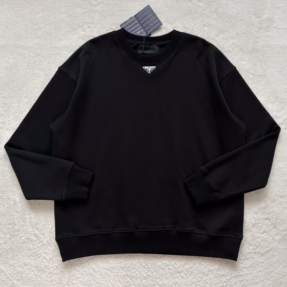 Prada's iconic iron brand hardware round neck sweater