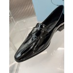 Prada lacquered leather bead fabric women's shoes