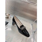 Prada lacquered leather bead fabric women's shoes