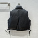 Prada short motorcycle bread jacket goose down leather vest