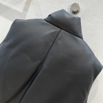Prada short motorcycle bread jacket goose down leather vest