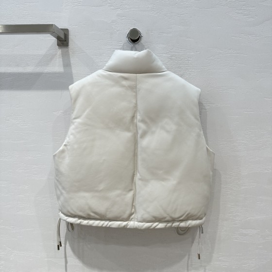 Prada short motorcycle bread jacket goose down leather vest