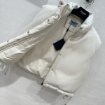 Prada short motorcycle bread jacket goose down leather vest