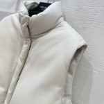 Prada short motorcycle bread jacket goose down leather vest