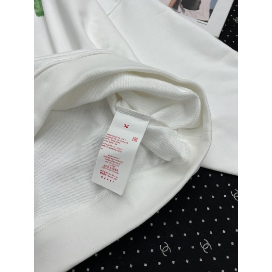 MARni brush printed logo round neck loose fitting sweater