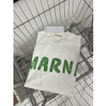 MARni brush printed logo round neck loose fitting sweater