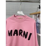 MARni brush printed logo round neck loose fitting sweater