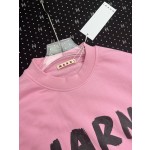 MARni brush printed logo round neck loose fitting sweater