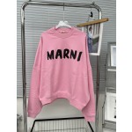 MARni brush printed logo round neck loose fitting sweater