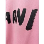 MARni brush printed logo round neck loose fitting sweater
