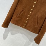 Celine silhouette gold buckle leather jacket