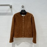 Celine silhouette gold buckle leather jacket