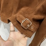 Celine silhouette gold buckle leather jacket