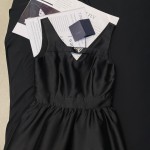 Satin twill inlaid triangle decoration V-neck sleeveless vest umbrella skirt