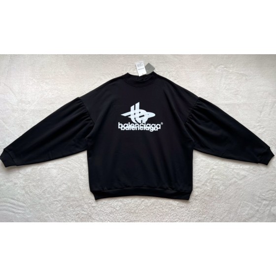 Balenciaga Overlapping White Shadow Print Bat Sleeve Pleated Design Sweater