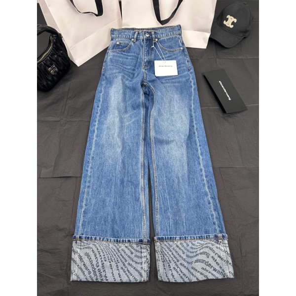 Celine's Early Autumn New Flared Logo Printed Jeans