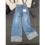 Celine's Early Autumn New Flared Logo Printed Jeans