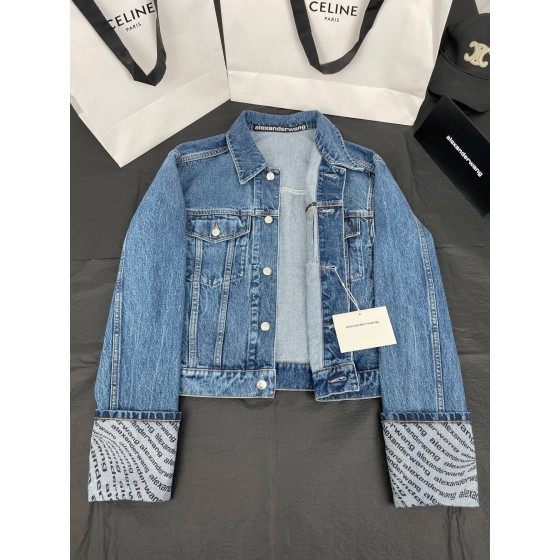 Celine cuffs printed denim jacket jacket jacket