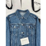 Celine cuffs printed denim jacket jacket jacket