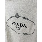 PRADA Letter Embroidered Contrast Rib Cuff Sweater
