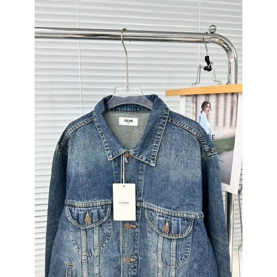 Celine Arc de Triomphe Hot Nail Beaded Denim Coat