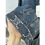 Celine Arc de Triomphe Hot Nail Beaded Denim Coat