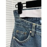 Prada Letter Waistband Hollow Back Pocket Triangle Logo Jeans