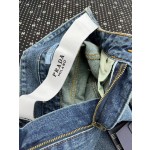 Prada Letter Waistband Hollow Back Pocket Triangle Logo Jeans