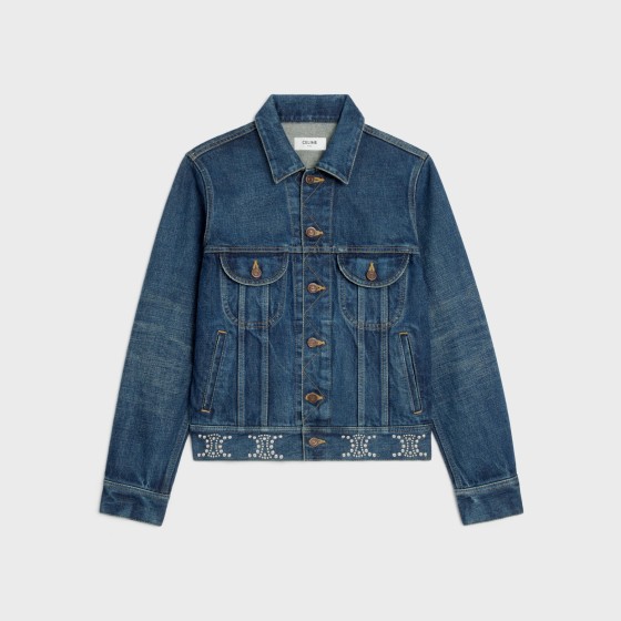 Celine Arc de Triomphe Hot Nail Beaded Denim Coat