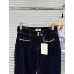 Celine Metal Fine Chain Straight Leg Jeans