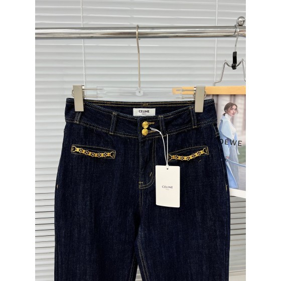 Celine Metal Fine Chain Straight Leg Jeans