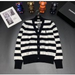 YS Pre Autumn New Black and White Striped Cardigan