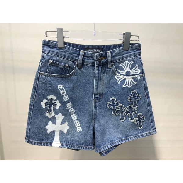 Croix High Waist Embroidered Denim Shorts