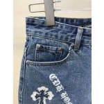 Croix High Waist Embroidered Denim Shorts