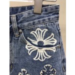Croix High Waist Embroidered Denim Shorts