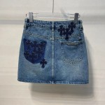 Crook Heart Bow Neck Denim Short Skirt